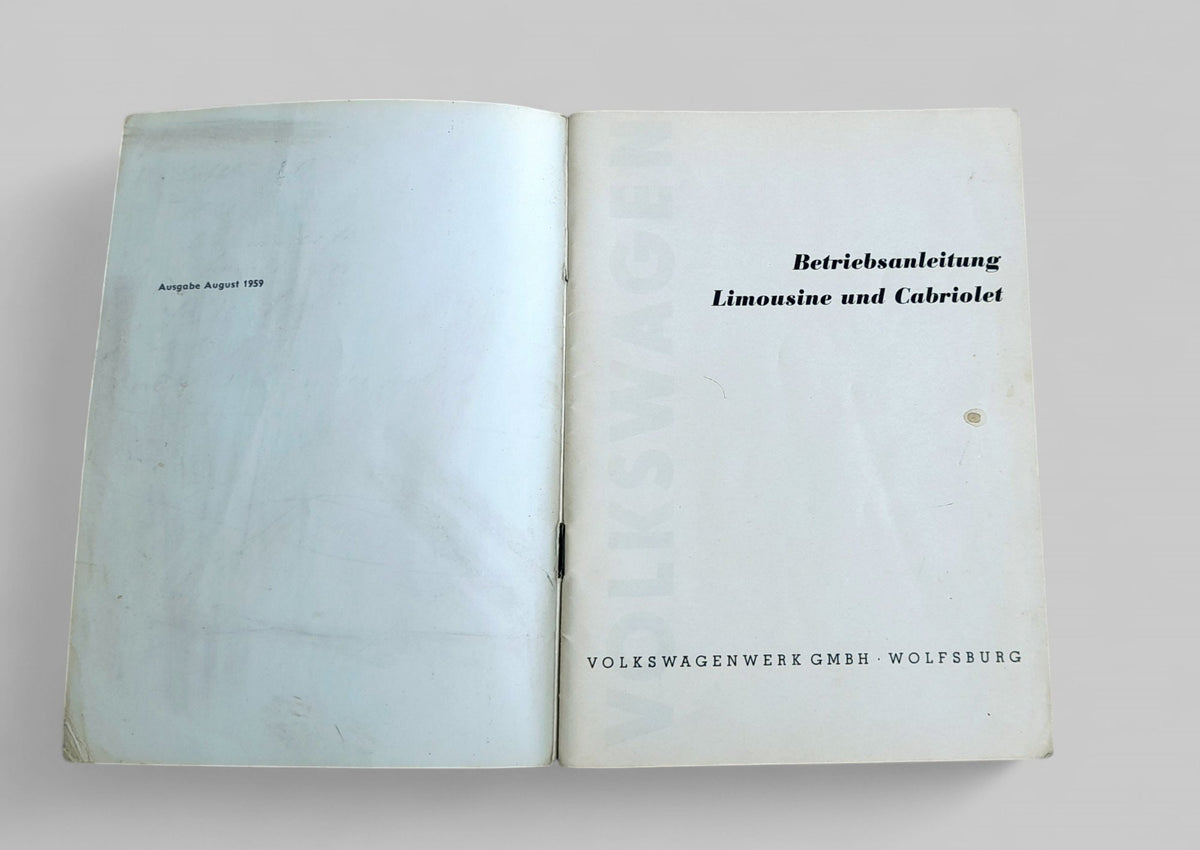 Betriebsanleitung f. Käfer, August 1959 - Peter Ebeling Ersatzteile
